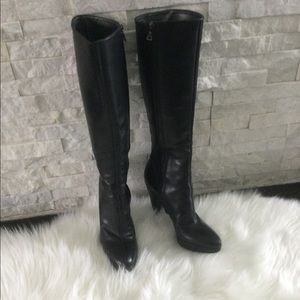 Prada Black Leather High Heel Tall Boots